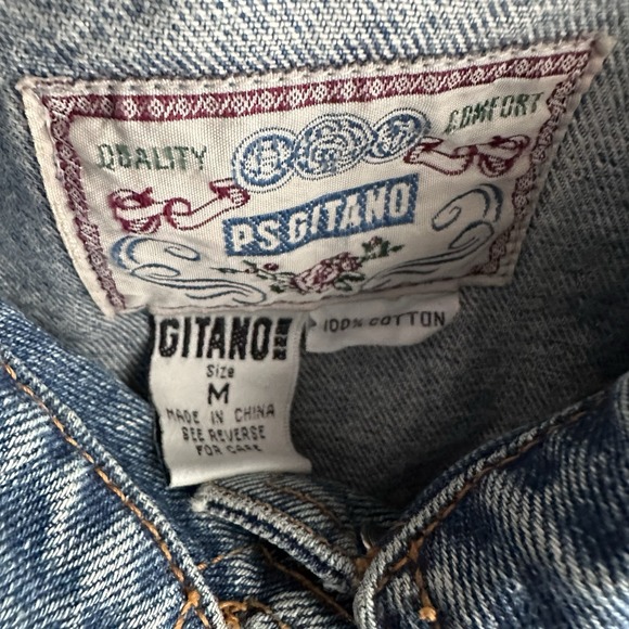 Vintage PS Gitano Jean Jacket Vest 80s Women's Medium Denim Medium Wash - Picture 5 of 7